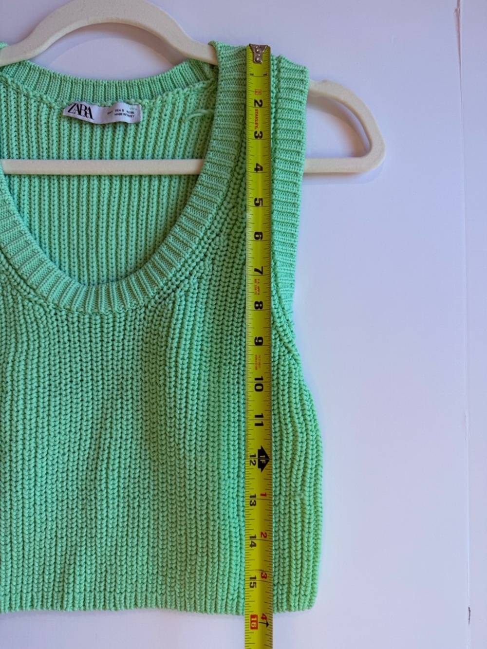 Zara Mint Green V-Neck Knit Sweater Vest